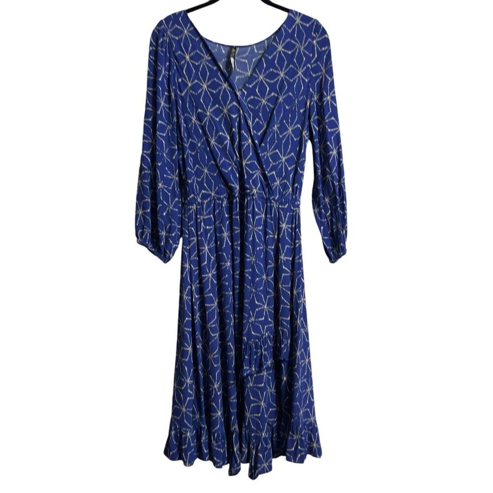 Anthropologie Plenty by Tracy Reese‎ Dress Med Blue Long Star Print Spring